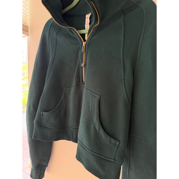 Lululemon scuba oversized funnel neck crop half zip / storm teal / gold / xs/s - Picture 4 of 8